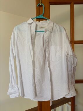 Like New Everlane White Long-Sleeve Button Shirt, Size 4, 100% Organic Cotton